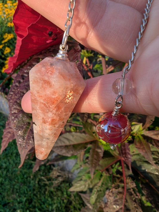 PENDULUM - Sunstone  with red bead