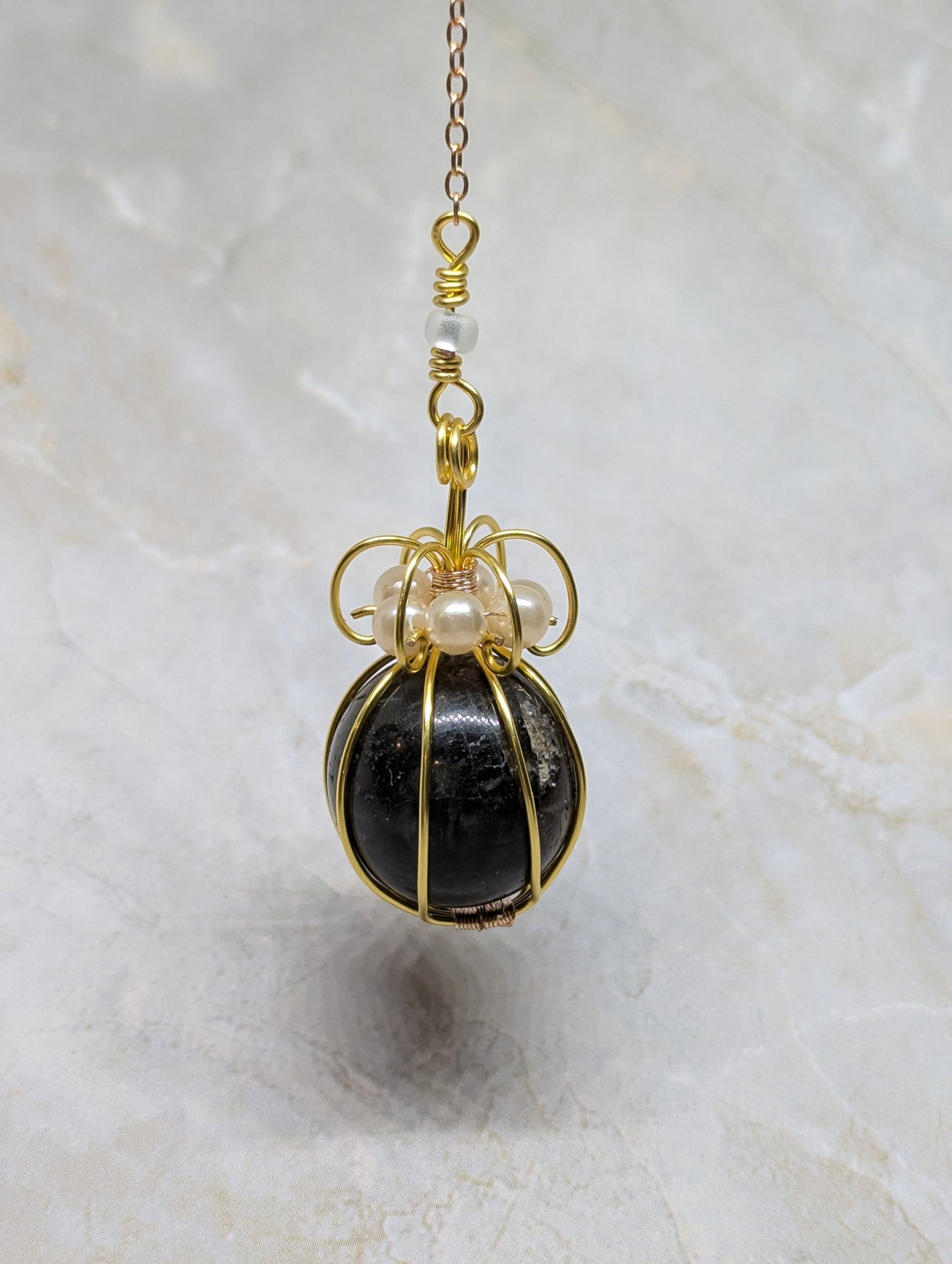 PENDULUM - Labradorite sphere wrapped with gold-color wire