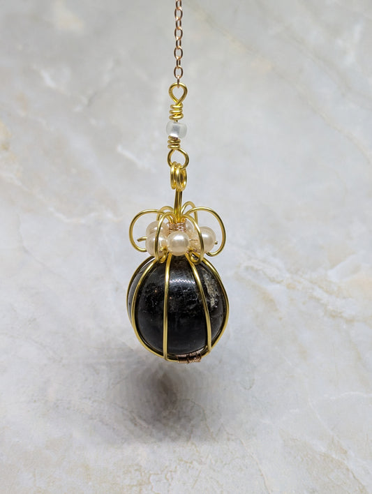 PENDULUM - Labradorite sphere wrapped with gold-color wire