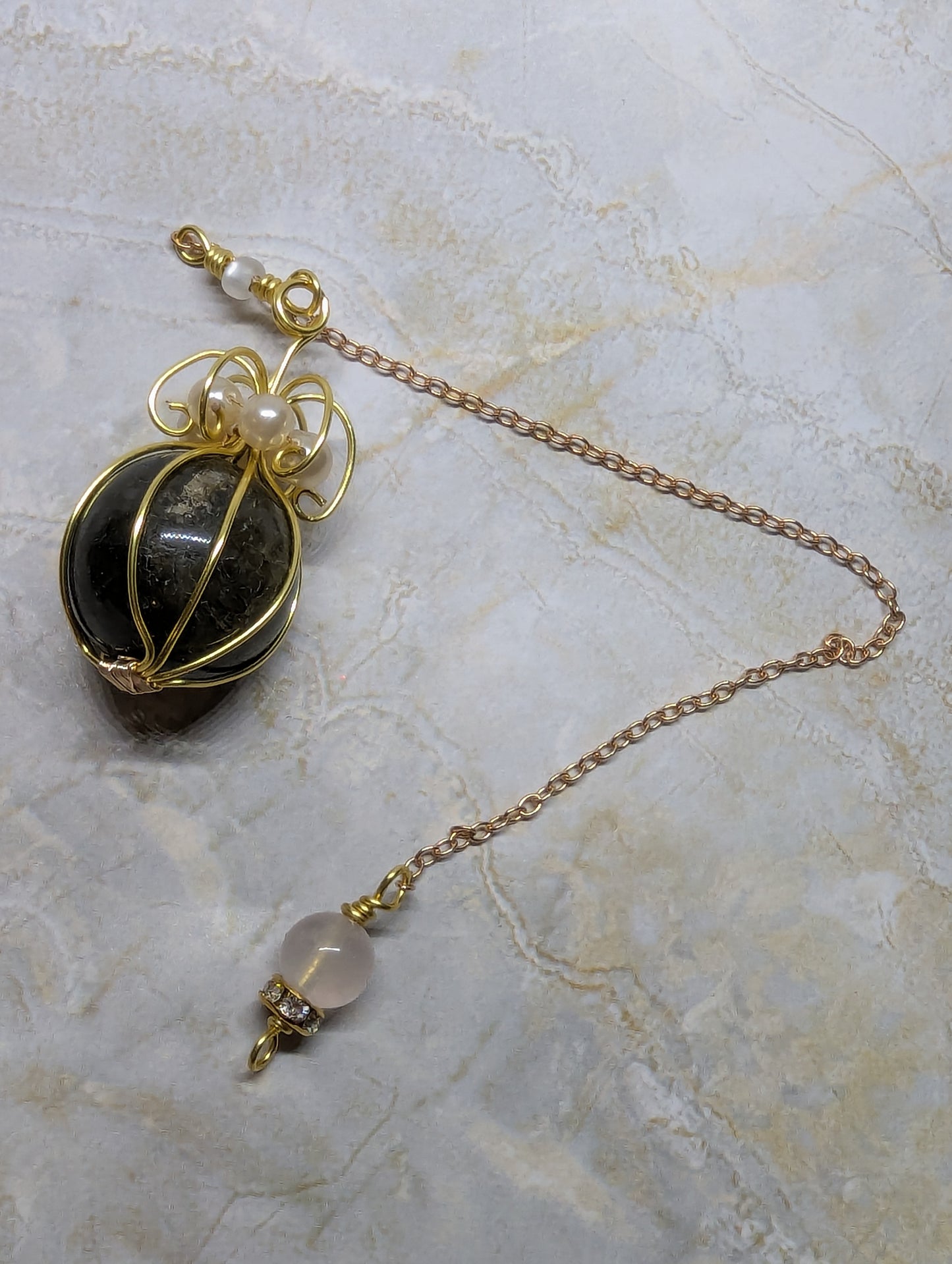 PENDULUM - Labradorite sphere wrapped with gold-color wire